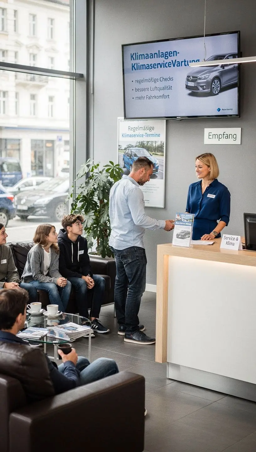 Mechaniker tauscht den Innenraumfilter einer Autoklimaanlage in einem professionellen deutschen Reparaturzentrum aus